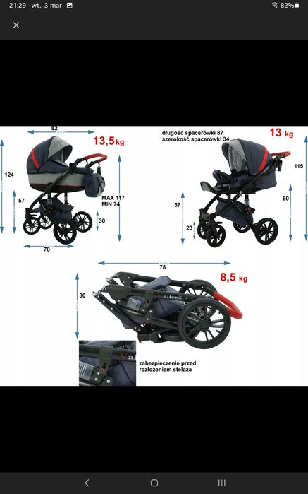 Wózek Karex Vallero  3w1 stan bardzo dobry