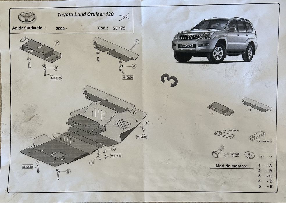 Material Land Cruiser  proteção inferior Hilux
