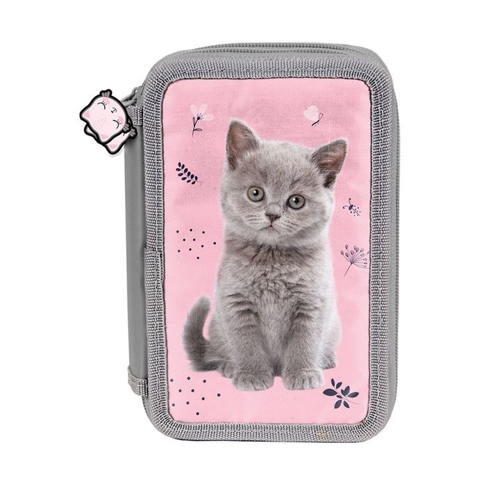 Trzykomorowy Piórnik Szkolny Z Wyposażeniem Paso Z Kotkiem Kotek Bryty