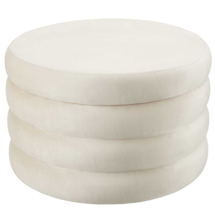 Stołek z miejscem do przechowywania AltuXL aksamit kremowo-białyOUTLET