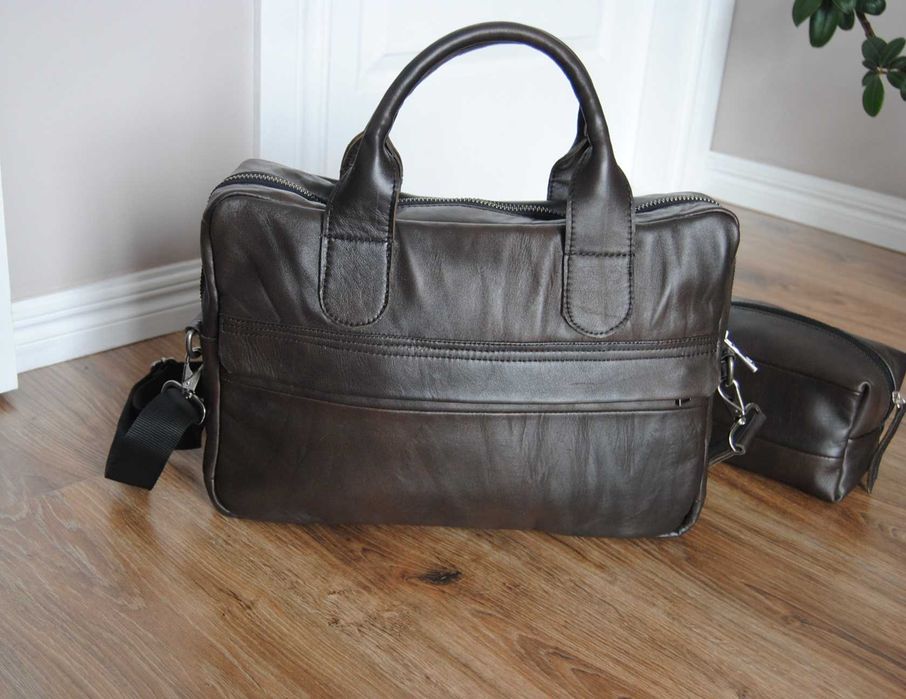 Шкіряний чоловіча сумка портфель / кожаная мужская сумка + несессер