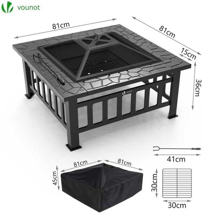 Braseiro exterior, 81 x 81 x 45 cm