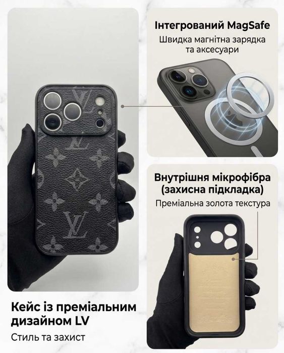 Чохол L&V для iPhone з MagSafe та мікрофіброю (ЛВ)
