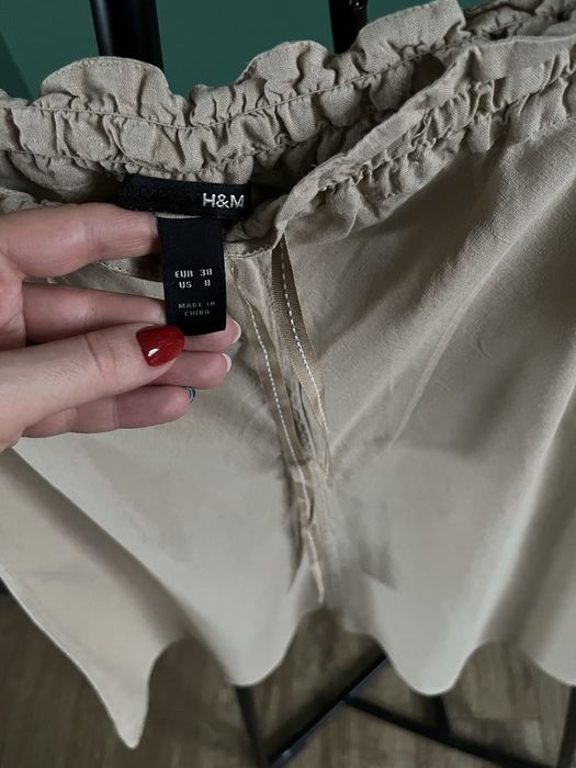 Spódnica mini midi maxi beidge beż Brown brązowa lniana len linen H&M