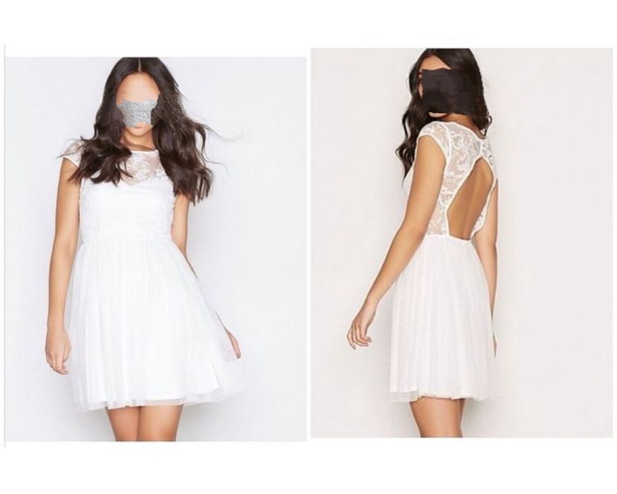 Biała tiulowa koronkowa sukienka mini 42 xl asos luxe