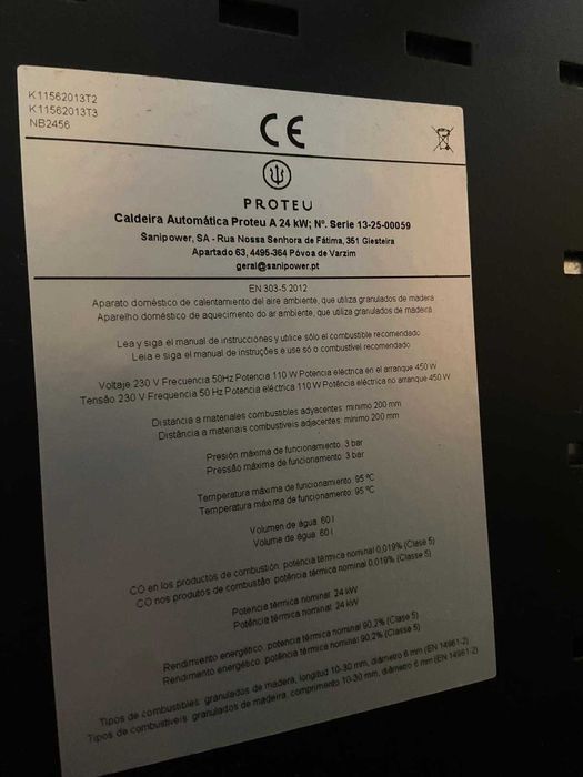 Caldeira  aquecimento central 24kw Proteu