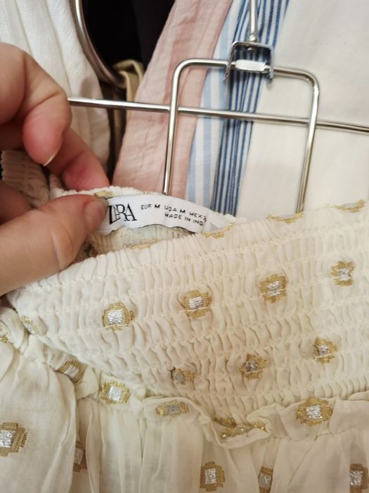 Бавовняна мініспідниця золота вишивка Zara