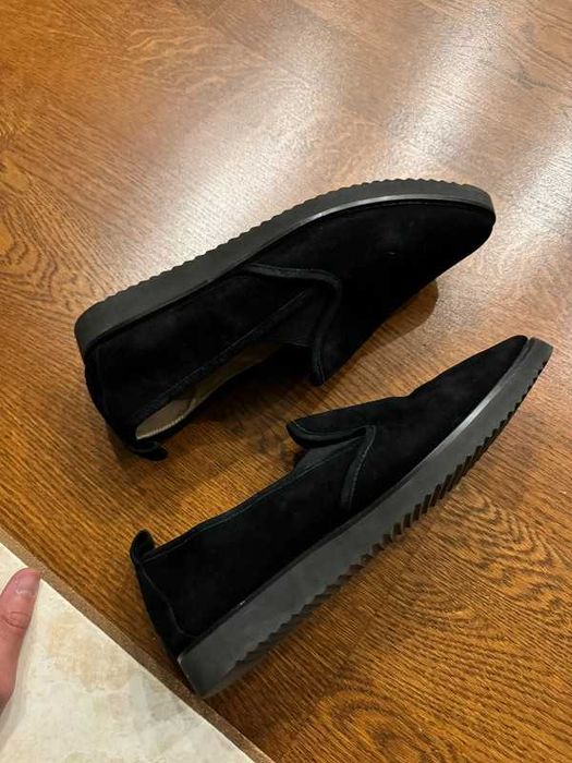Buty Karl Lagerfeld Clement Black Suede Leather Slip Ons 41