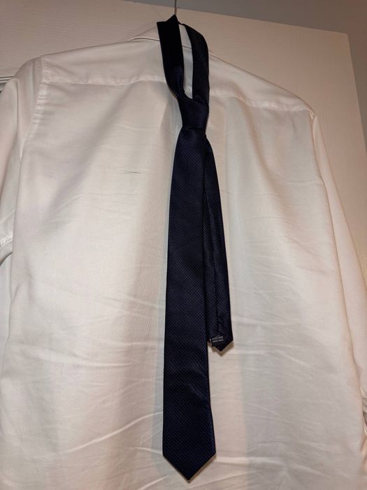 Krawat męski granatowy 100% mikrofibra – elegancki