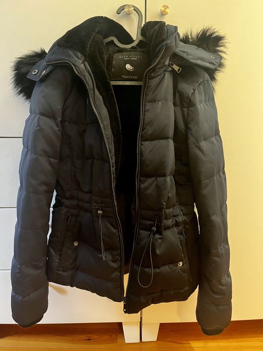 Casaco de penas azul marinho Zara