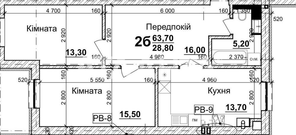 2-кім. квартира в новобудові район Роші-Клубу