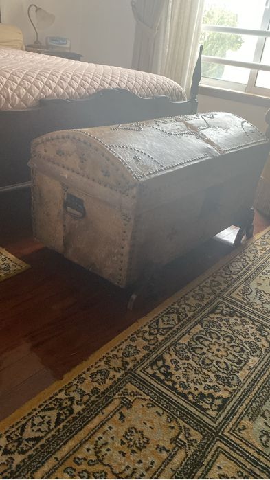 Usadoa baratos - arca madeira forrada a pele de animal