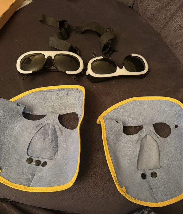 POPETPOP 2 zestawy Maska spawalnicza ze skóry bydlęcej + Okulary