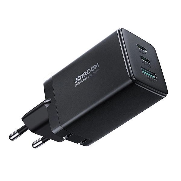 Joyroom szybka ładowarka GaN 65w Usb-a, 2x Usb-c czarna + kabel Usb-c