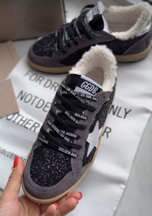 Кеди Golden Goose black grey premium Winter голден гус кеди