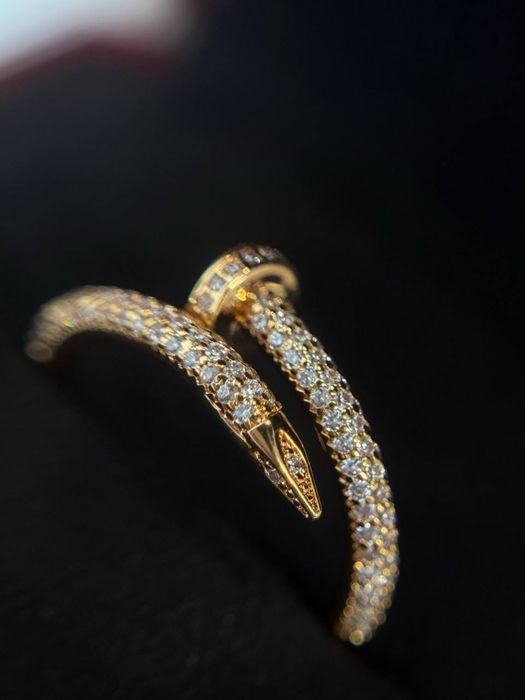 Колечко Cartier love срібло та позолота AU 750, кольцо Картье гвоздь