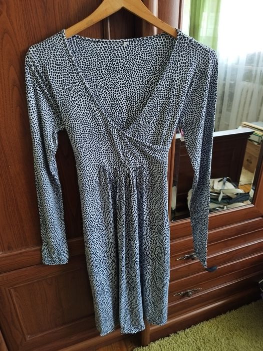 Sukienka w plamy niebiesko granatowe, rozmiar S Marks&Spencer