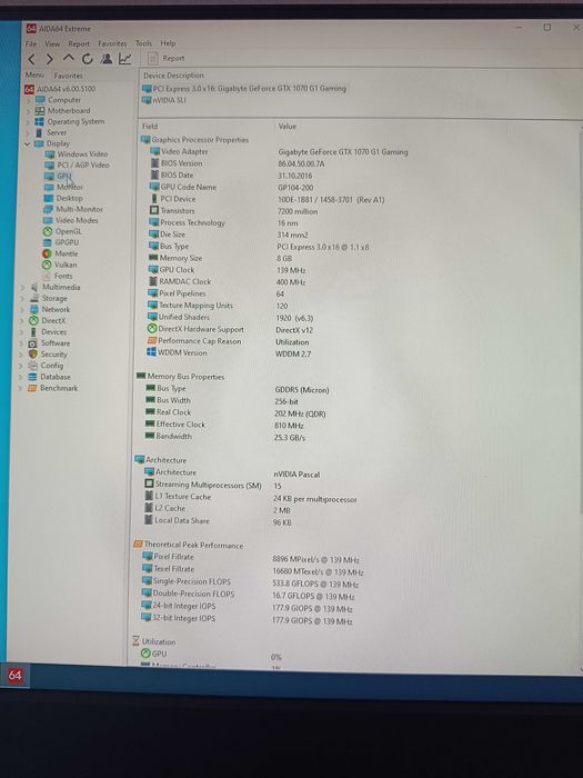 Nvidia Geforce GTX 1070 G1 8Gb