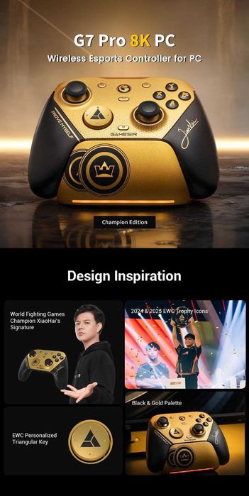 Новий кіберспортивний колекційний бездротовий геймпад GameSir G7 Pro 8K PC Champion Edition + док станція