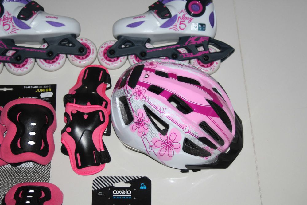 ROLKI OXELO rozm.28-30 dla dziewczynki+kask +ochraniacze+śruby