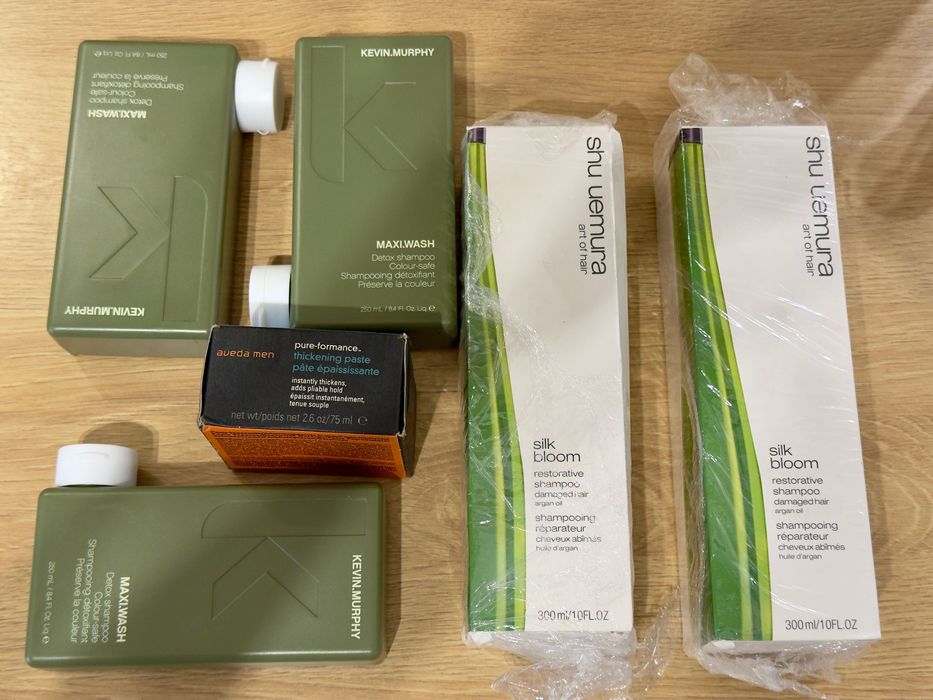 Szampony Kevin Murphy, Shu Uemura ,Aveda.