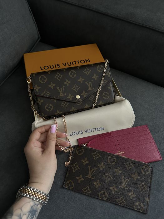 Сумка клатч шкіряна в стилі Louis Vuitton Pochette Felicie, луі вітон