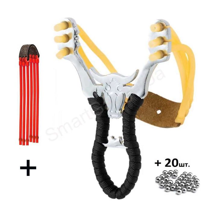 Потужна Рогатка "Буйвол" + зміцнена гумка + 20шт кульок