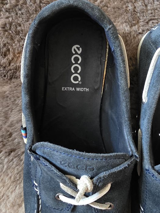 Zamszowe buty żeglarskie ECCO Extra Width r. 46 – Granatowe mokasyny stan bdb