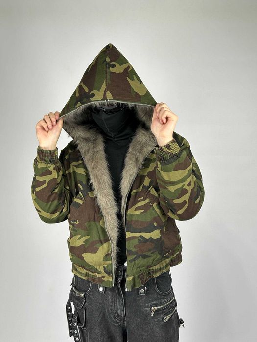 Бомбер дутий камо с мехом куртка курточка пуховик мех MA-1 аляска