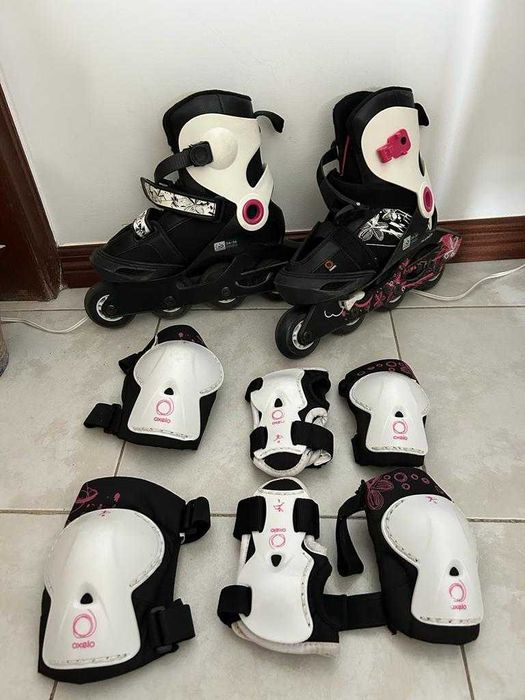Patins de criança tamanho 34 / 36 com protetores incluídos