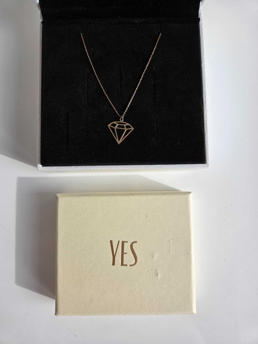 Naszyjnik złoty diament 45 cm oryginalne opakowanie