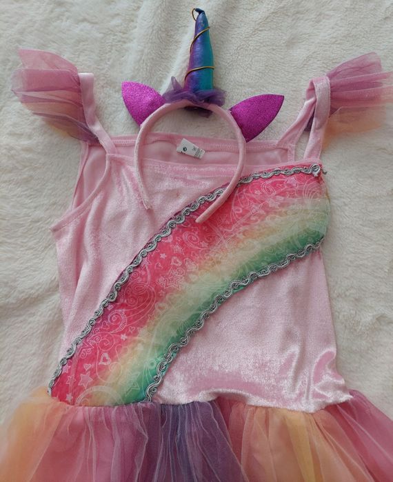 Vestido unicórnio arco íris menina 10-12 anos