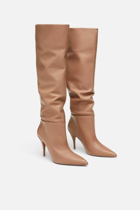 Botas cano alto em verdadeira pele suave da Zara