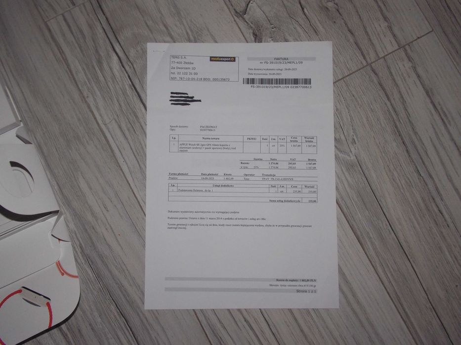 Apple Watch SE 2gen GPS 44mm alum. srebrny,2 paski Gwar. do 19.09.2026