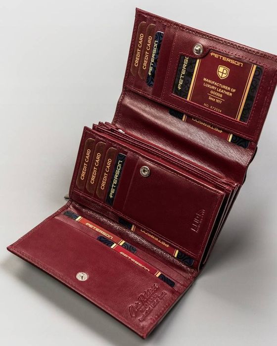 portfel damski na zatrzask ze skóry naturalnej - peterson