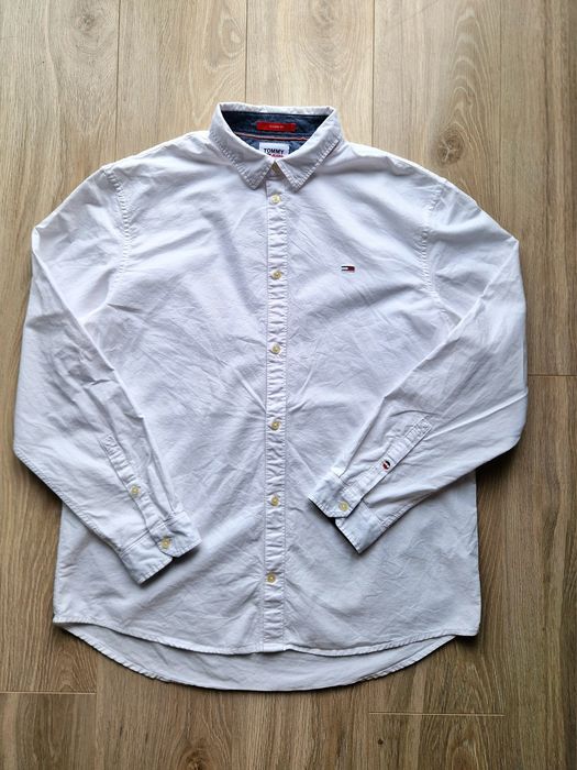 Biała męska koszula z długim rękawem Tommy Jeans XL