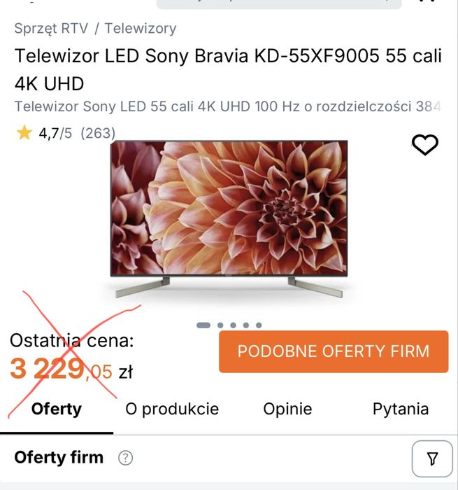 Telewizor Sony   100 Hz 55 cali 4K UHD