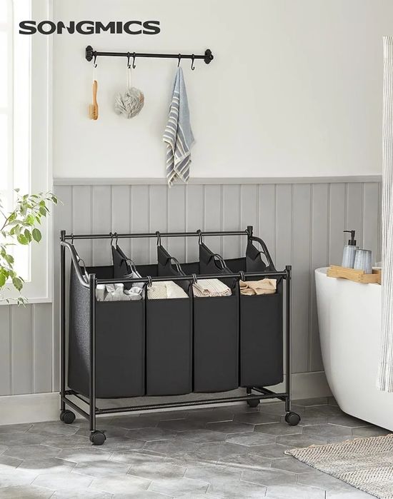 Kosz na pranie sortownik z 4 wyciąganymi workami
