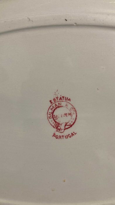 Travessa Antiga Oval, Fábrica de Loiça de Sacavém, Decoração Vermelha