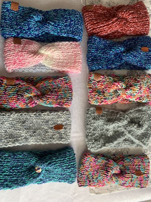 Opaska na głowę handmade robiona na drutach