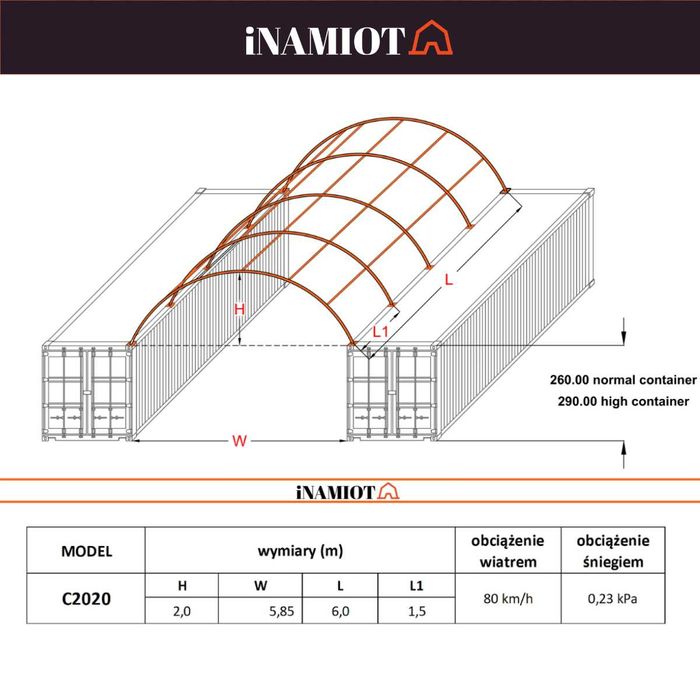 Zadaszenie kontenerowe 6x6 m namiot budowlany kontenery wiata hala