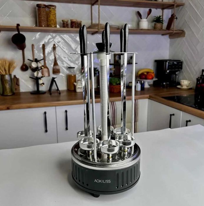 Електрична шашличниця вертикальна на 6 шампурів 1 квт  нержавійка