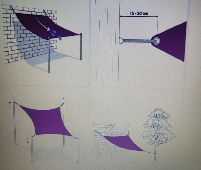 Wodoodporny żagiel ogrodowy, tkanina Oxford, 3,6x3,6 m