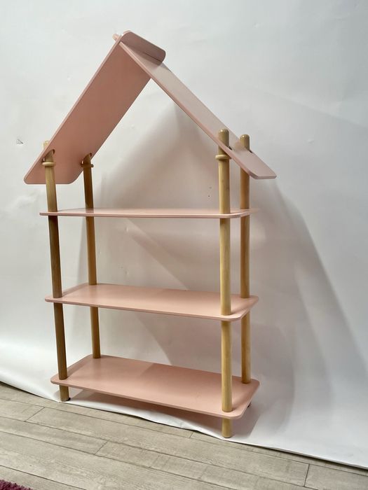 Estante rosa decoração quarto para crinaça formato de casa desmontável