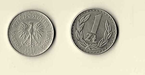 MONETY PRL - 1 ZŁ, z obiegu, 14 szt