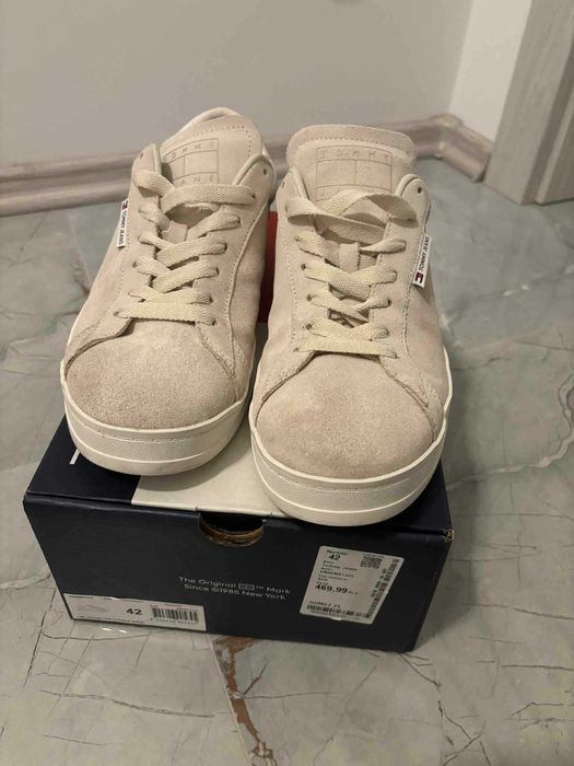 Sneakersy Tommy Jeans Tjm Leather Low Cupsole Suede 42 Beżowe