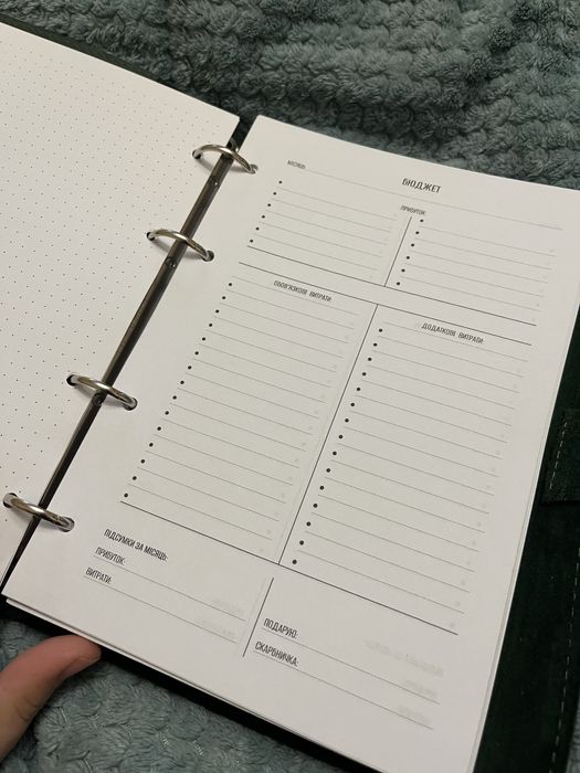 Блокнот шкіряний в лінію на кільцях