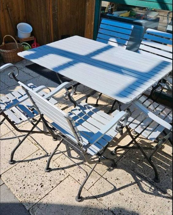 Zestaw mebli brazil ogrodowych stalowo drewnianych składane piwne