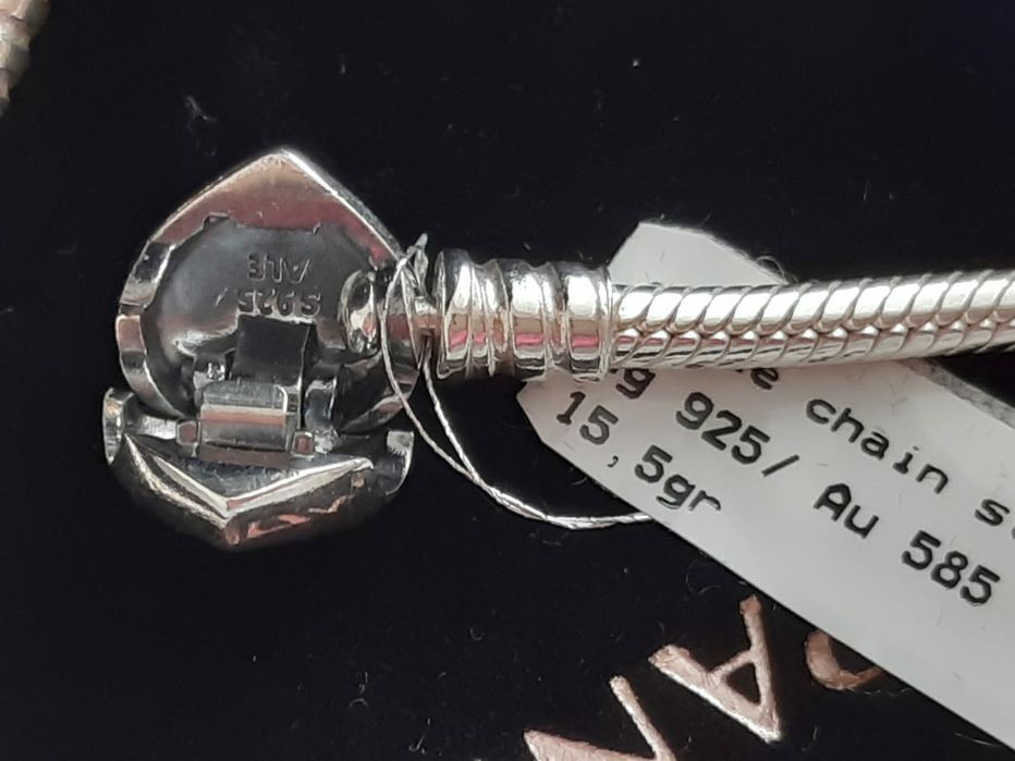 Oryginalna bransoletka Pandora zapiecie serce tt - 20cm