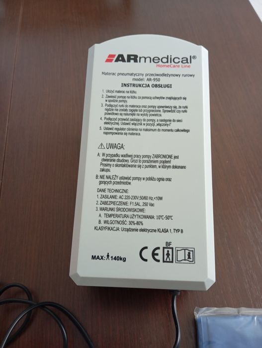 Pompa AR-950 do materac pneumatyczny przeciwodleżynowy rurowy ARmedic